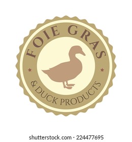 Foie gras retro badge with duck silhouette. Made in vector.