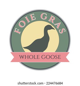 Foie gras retro badge with goose silhouette. Made in vector.