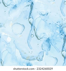 Foil Abstract Background. Blue Ink Paint. Bronze Watercolor Repeat. Gold Vector Ink Marble. Fluid Seamless Background. Luxury Alcohol Ink Marble. Foil Marble Watercolor. Luxury Abstract Art Painting