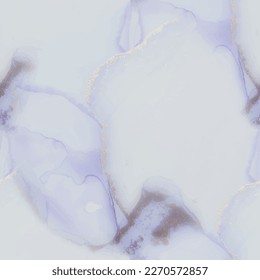 Foil Abstract Background. Gold Marble Watercolor. Vector Seamless Watercolor. Foil Art Paint. White Vector Ink Canvas. Blue Watercolor Marble. Metal Alcohol Ink Repeat. Luxury Abstract Ink Painting