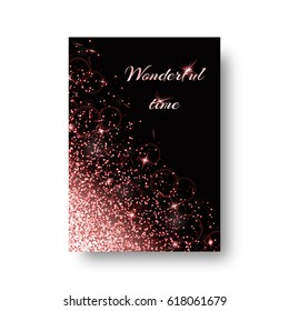 Foil background with abstract light. Brilliant pattern on a black backdrop