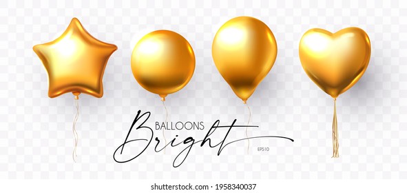 Foil balloons collection. Shining soft decoration set.