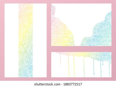 Foil Effect Set Invitation. Pearlescent Gradient Texture. Neon Background. Glitter Liquid Flyer.