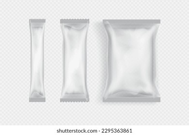 Foil food package mockup, silver package template, 3D rendering