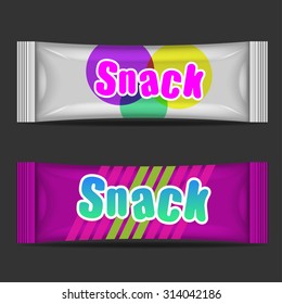 Foil Food Snack pack For biscuit, wafer, crackers, sweets, chocolate bar, candy bar, snacks etc. Plastic Pack Template for your design and branding.