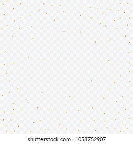 Foil gold confetti. Glitter vector celebrate background. Watercolor golden sparkles and dots. Explosion backdrop. Christmas party invitation card template. Falling gold confetti. Glitter background. 
