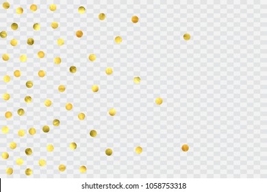 Foil gold confetti. Glitter vector celebrate background. Watercolor golden sparkles and dots. Explosion backdrop. Christmas party invitation card template. Falling gold confetti. Glitter background. 