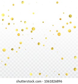 Foil gold confetti. Glitter vector celebrate background. Watercolor golden sparkles and dots. Voucher backdrop. Luxury invitation card template. Falling gold confetti. Glitter background. 