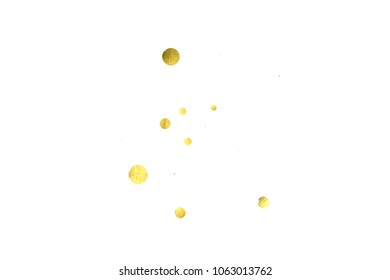 Foil gold confetti. Glitter vector celebrate background. Watercolor golden sparkles and dots. Voucher backdrop. Christmas party invitation card template. Falling gold confetti. Glitter background. 