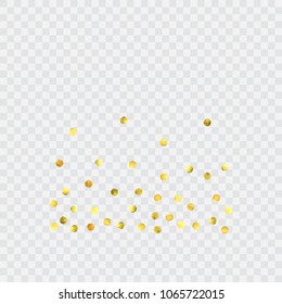 Foil gold confetti. Glitter vector celebrate background. Watercolor golden sparkles and dots. Voucher backdrop. Christmas party invitation card template. Falling gold confetti. Glitter background. 