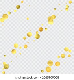 Foil gold confetti. Glitter vector celebrate background. Watercolor golden sparkles and dots. Voucher backdrop. Christmas party invitation card template. Falling gold confetti. Glitter background. 