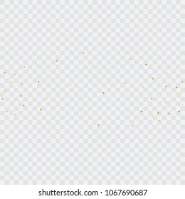 Foil gold confetti. Glitter vector celebrate background. Watercolor golden sparkles and dots. Voucher backdrop. Christmas party invitation card template. Falling gold confetti. Glitter background. 