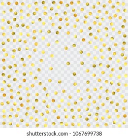 Foil gold confetti. Glitter vector celebrate background. Watercolor golden sparkles and dots. Voucher backdrop. Luxury invitation card template. Falling gold confetti. Glitter background. 