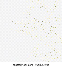 Foil gold confetti. Glitter vector celebrate background. Watercolor golden sparkles and dots. Explosion backdrop. Christmas party invitation card template. Falling gold confetti. Glitter background. 