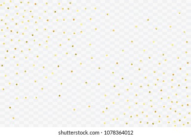 Foil gold confetti. Glitter vector celebrate background. Watercolor golden sparkles and dots. Voucher backdrop. Luxury invitation card template. Falling gold confetti. Glitter background. 