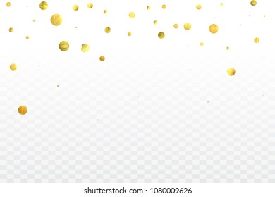 Foil gold confetti. Glitter vector celebrate background. Watercolor golden sparkles and dots. Voucher backdrop. Christmas party invitation card template. Falling gold confetti. Glitter background. 