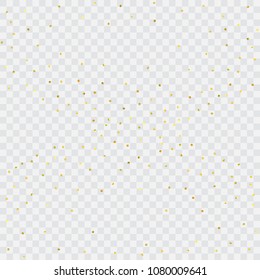 Foil gold confetti. Glitter vector celebrate background. Watercolor golden sparkles and dots. Explosion backdrop. Luxury invitation card template. Falling gold confetti. Glitter background. 