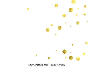 Foil gold confetti. Glitter vector celebrate background. Watercolor golden sparkles and dots. Explosion backdrop. Christmas party invitation card template. Falling gold confetti. Glitter background. 