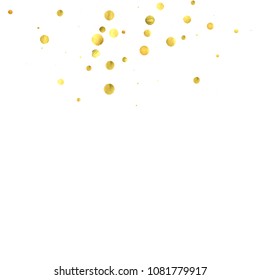 Foil gold confetti. Glitter vector celebrate background. Watercolor golden sparkles and dots. Explosion backdrop. Luxury invitation card template. Falling gold confetti. Glitter background. 