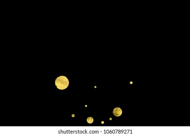 Foil gold confetti. Glow vector celebrate background. Watercolor golden sparkles and dots. Explosion backdrop. Luxury invitation card template. Falling gold confetti. Glitter background. 