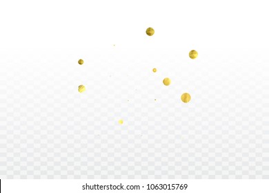 Foil gold confetti. Glow vector celebrate background. Watercolor golden sparkles and dots. Explosion backdrop. Christmas party invitation card template. Falling gold confetti. Glitter background. 