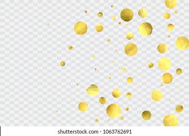 Foil gold confetti. Glow vector celebrate background. Watercolor golden sparkles and dots. Voucher backdrop. Luxury invitation card template. Falling gold confetti. Glitter background. 