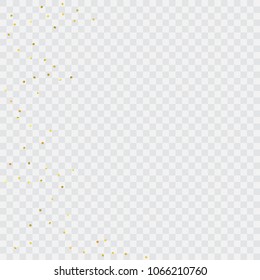 Foil gold confetti. Glow vector celebrate background. Watercolor golden sparkles and dots. Explosion backdrop. Luxury invitation card template. Falling gold confetti. Glitter background. 