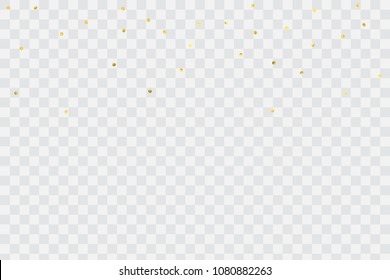 Foil gold confetti. Glow vector celebrate background. Watercolor golden sparkles and dots. Voucher backdrop. Luxury invitation card template. Falling gold confetti. Glitter background. 