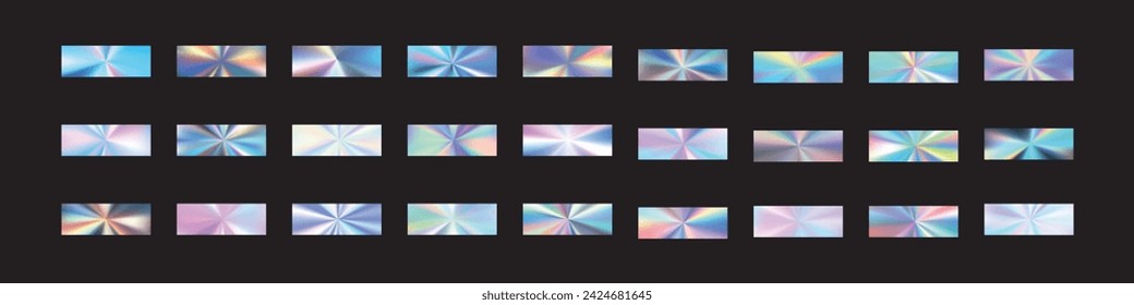 Foil gradient with silver, gold, and pink hues in holographic. Flat vector illustration isolated on white background.