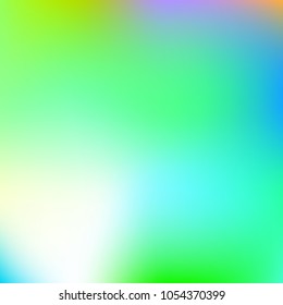 Foil hologram modern deep background. Vivid smooth mesh blurred futuristic template. Bright hipster style backdrop. Technology blank Holographic spectrum gradient for printed products, covers.