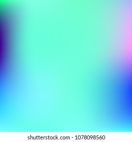 Foil hologram modern deep background. Vivid smooth mesh blurred futuristic template. Bright hipster style backdrop. Technology blank Holographic spectrum gradient for printed products, covers.