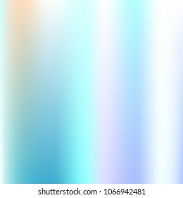 Foil hologram modern pastel background. Technology mesh blurred futuristic template. Soft smooth hipster style backdrop. Design blank Holographic spectrum gradient for printed products, covers.