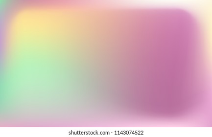 Foil hologram vector background. Abstract soft pastel gradient texture. Colored Blurry Hipster Liquid Background. Vibrant holographic illustration. Gradient mesh. Orange Violet Blue Green.