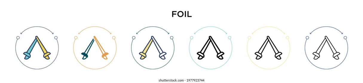 Foil icon in filled, thin line, outline and stroke style. Vector illustration of two colored and black foil vector icons designs can be used for mobile, ui, web
