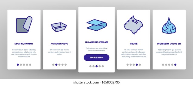 Foil List For Cooking Onboarding Icons Set Vector. Aluminium Foil Container And Plate, Scroll And Strip, Steel Material Illustrations