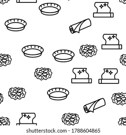 Foil List For Cooking Vector Seamless Pattern Thin Line Illustration
