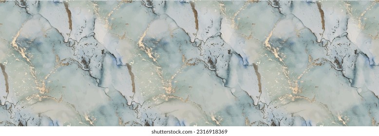 Fondo De Mármol De Foil. Pintura de tinta azul. Acuarela de color de agua de bronce. Acuarela oriental verde. Glitter sin foco geode. Tinta de oro de mármol con alcohol. Lienzo de tinta vectorial de lujo. Pintado Resumen De Lujo.