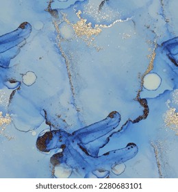 Foil Marble Background. Bronze Alcohol Ink Pattern. Luxury Watercolor Marble. Blue Ink Paint. Gold Vector Ink Marble. Gold Seamless Watercolor. Light Elegant Background. Modern Abstract Art Template