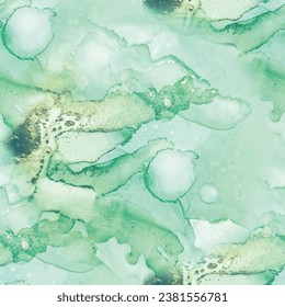 Foil Marble Background. Light Elegant Repeat. Blue Ink Paint. Gold Seamless Watercolor. Green Water Color Marble. Bronze Water Color Watercolor. Luxury Alcohol Ink Marble. Vector Seamless Template.