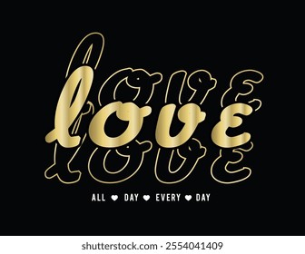 Foil print Love typography Vector illustration for logo, cards, labels, web, banners.