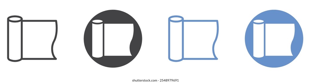 Foil roll icon flat line symbol set.