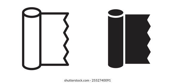 Conjunto de iconos de Vector de rollo de papel de aluminio con estilo relleno y delineado negro.