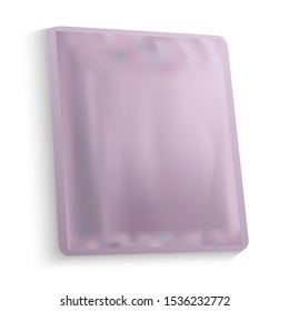 Foil sachet. Plastic packet mockup. Wet napkin pouch. Wipe packaging blank. Realitic food product package. Realistic medicine container illustration. Woman skin care
