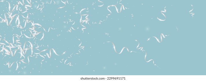 Foil Streamer Jubiläum Vektor Panorama blauer Hintergrund. Papier-Sternvorlage. Spiral Falling Poster. Graue Einladung einzeln.
