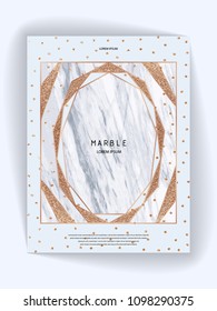 Foil vector background. Marble texture. Trendy template for New Year, Party, Wedding, Birthday, Web, Flyers, Invitation card. Bronze design.