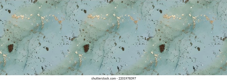 Foil Vector Ink Marble. Gold Marble Watercolor. Copper Water Color Background. Luxury Seamless Painting. Fluid Seamless Repeat. Gold Oriental Background. Luxury Alcohol Ink Marble. Blue Ink Paint.