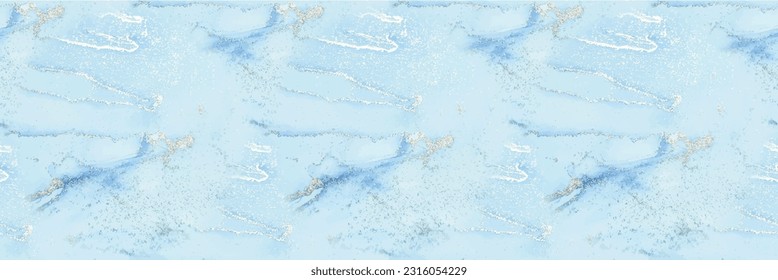 Foil Vector Ink Marble. Golden Alcohol Ink Canvas. Blue Ink Paint. Vector Seamless Watercolor. Gold Marble Watercolor. Copper Watercolor Glitter. Blue Seamless Background. Vector Seamless Art Template