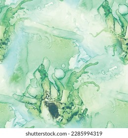 Foil Water Color Marble. Bronze Alcohol Ink Watercolor. Blue Marble Watercolor. Gold Abstract Background. Green Art Paint. Luxury Alcohol Ink Marble. Luxury Seamless Painting. Vector Seamless Texture.