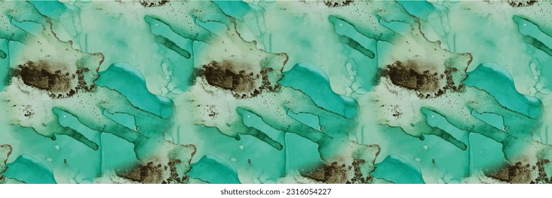 Foil Water Color Marble. Green Marble Watercolor. Blue Gradient Background. Luxury Seamless Template. Gold Ink Paint. Bronze Alcohol Ink Watercolor. White Alcohol Ink Canvas. Fluid Seamless Glitter.