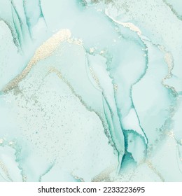 Foil Water Color Marble. Luxury Abstract Template. Light Elegant Texture. Gold Art Paint. Green Gradient Background. Blue Marble Watercolor. Bronze Alcohol Ink Background. Golden Alcohol Ink Canvas.